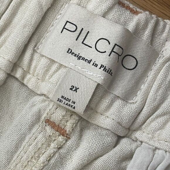 ANTHROPOLOGIE PILCRO Slim Linen Blend Cargo Pants Plus Size 2X Ivory NEW Beach - Picture 10 of 14
